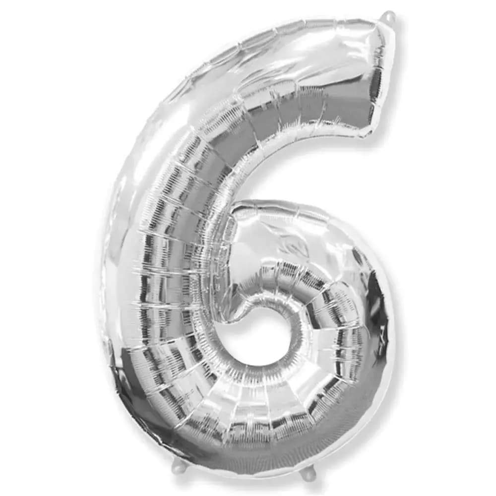 Фолиева цифра сребърна ''6'' с височина 103 см
