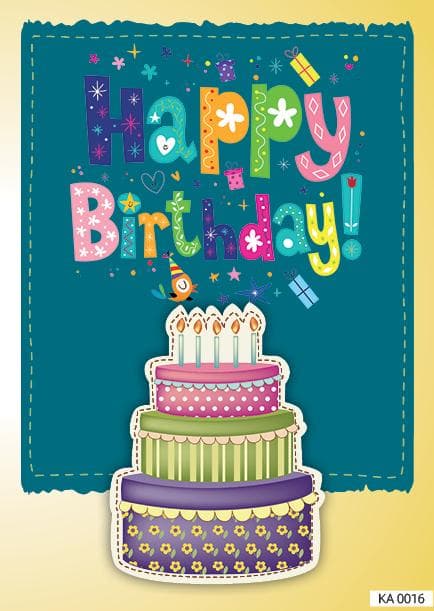 Картичка с надпис Happy birthday детска с торта-0016