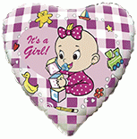 Фолиев балон с надпис it`s a girl розов с форма на сърце