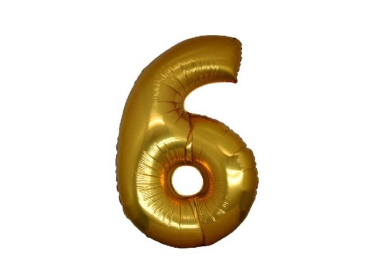 Фолиева цифра златна ''6'' с размер 76 см.