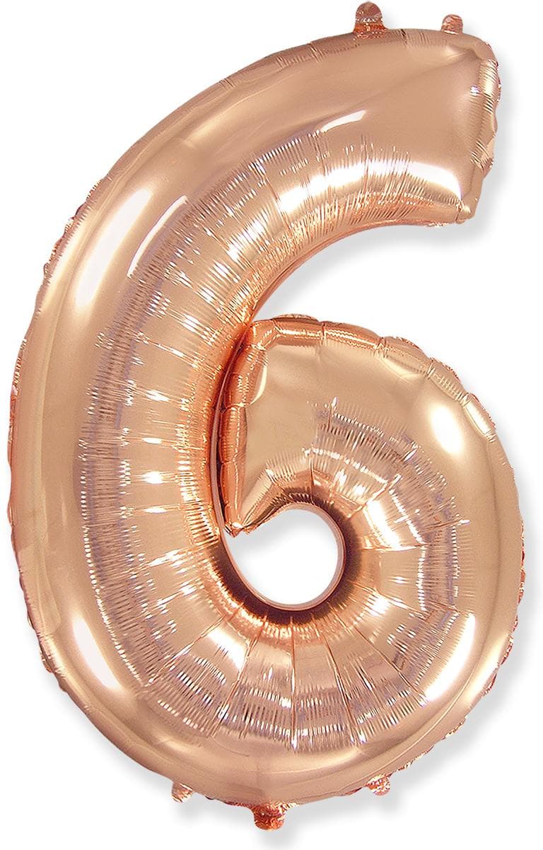 Фолиева цифра розово злато(rose gold) ''6'' с височина 103 см