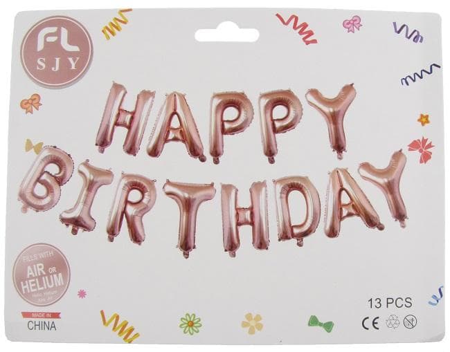 Фолиеви букви Happy birthday розово злато