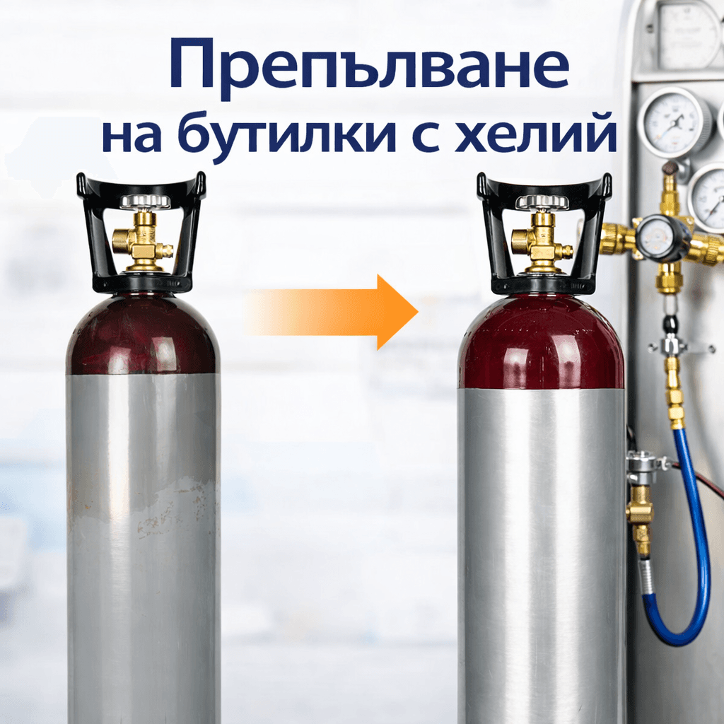 Препълване на бутилки с хелий 1 кубик / 6.7 литра