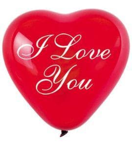 Балон с формата на сърце червен с надпис " I love you "