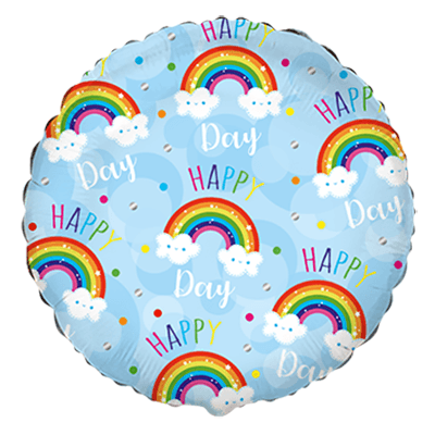 Фолиев балон Happy Day с дъги син