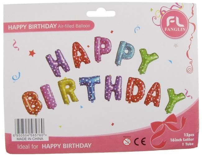 Фолиеви букви Happy birthday различни цветове