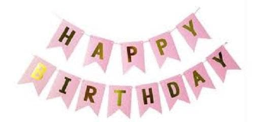Парти надпис Happy birthday в розово