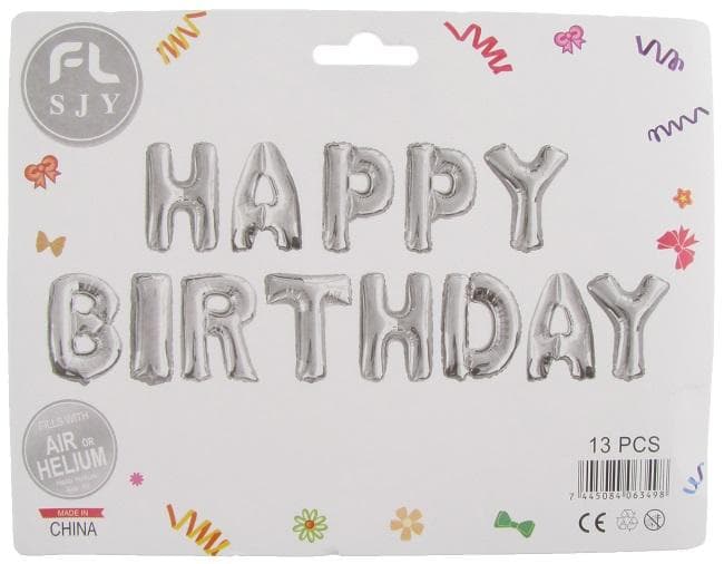 Фолиеви букви Happy birthday сребро
