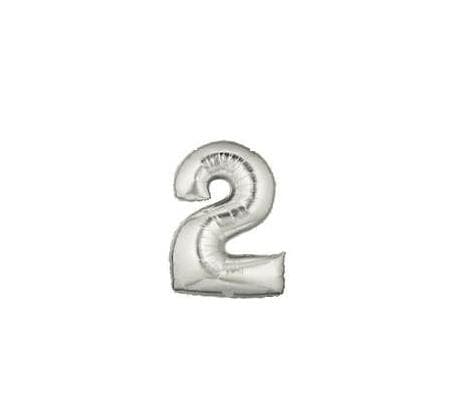 Фолиева цифра сребърна ''2'' с размер 76 см.