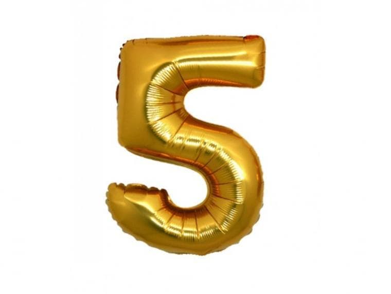 Фолиева цифра златна ''5'' с размер 76 см.