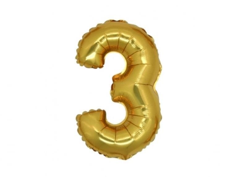 Фолиева цифра златна ''3'' с размер 76 см.
