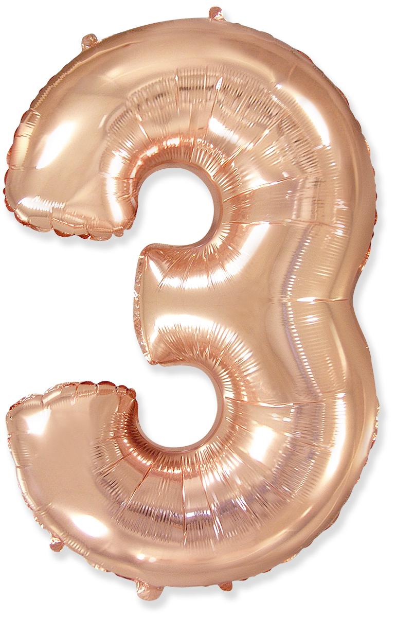 Фолиева цифра розово злато(rose gold) ''3'' с височина 103 см