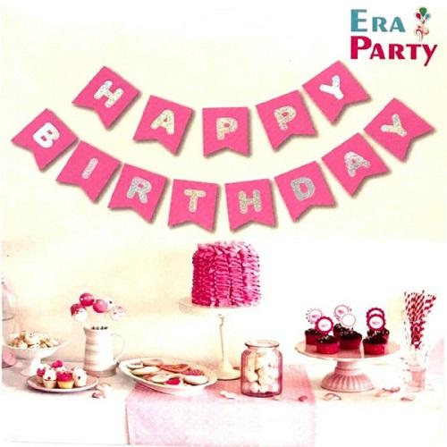 КАРТОНЕН МАДПИС HAPPY BIRTHDAY РОЗОВ