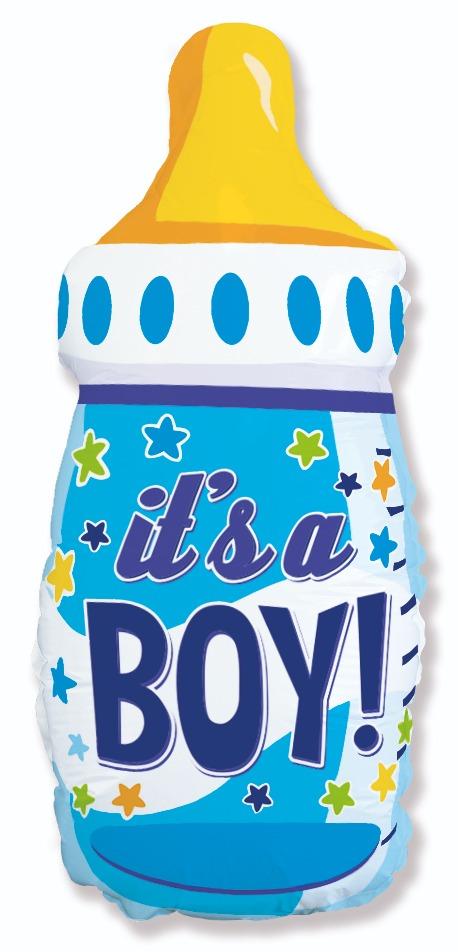 Фолиев балон синьо бебешко шише It`s a boy