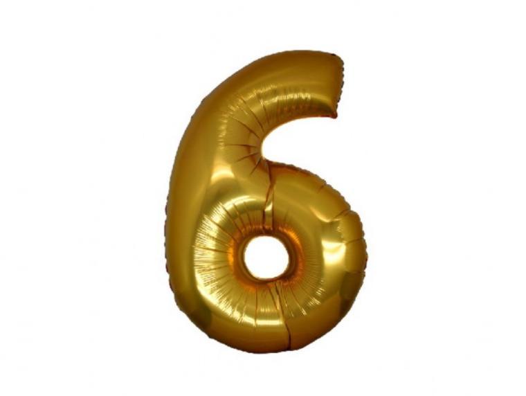 Фолиева цифра златна ''6'' с размер 76 см.