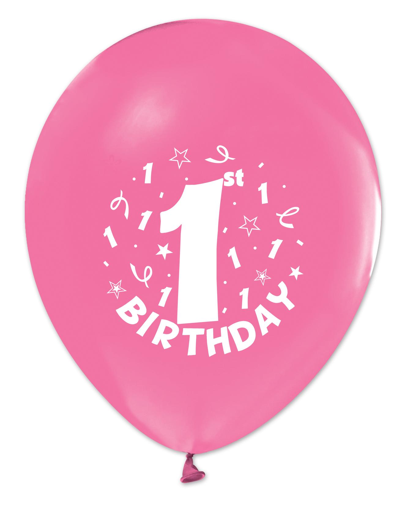 БАЛОН ЕВИ РОЗОВ С ЩАМПА 1-ST BIRTHDAY 30см.