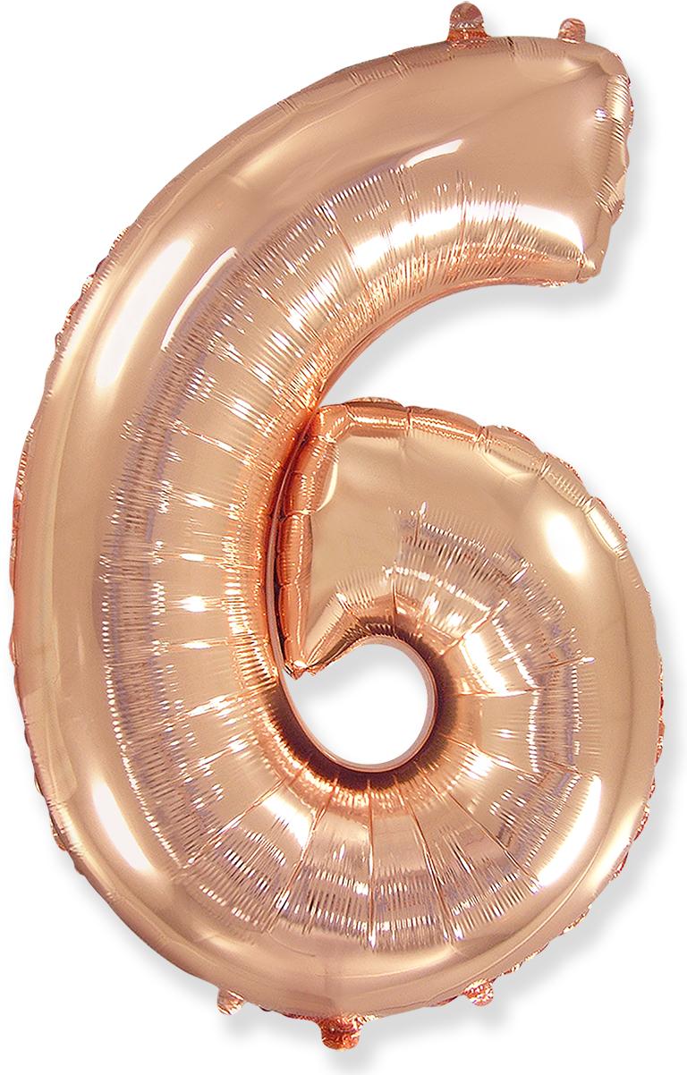 Фолиева цифра розово злато(rose gold) ''6'' с височина 103 см