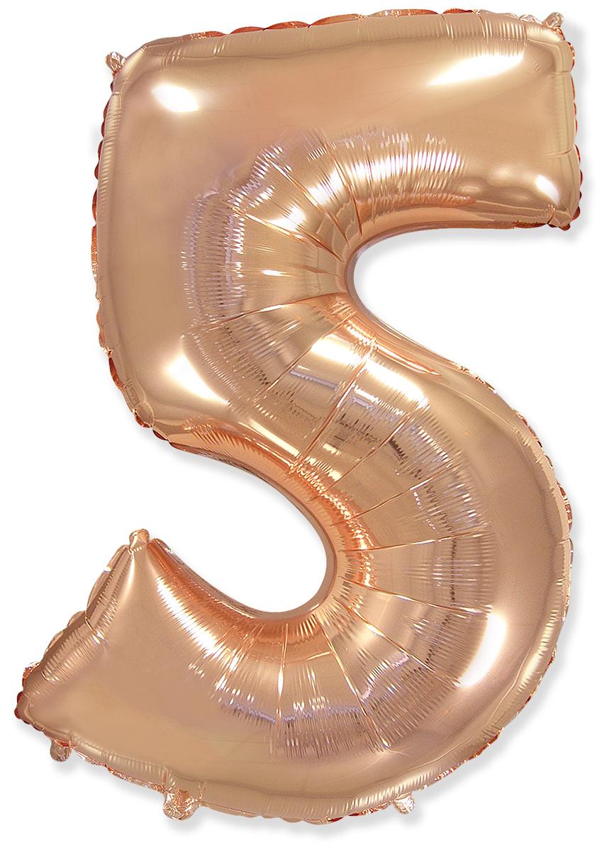 Фолиева цифра розово злато(rose gold) ''5'' с височина 103 см