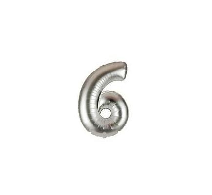 Фолиева цифра сребърна ''6'' с размер 76 см.