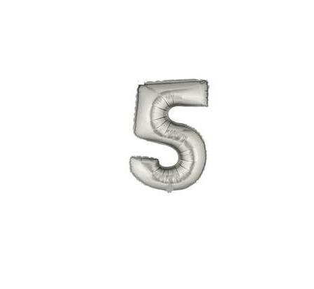 Фолиева цифра сребърна ''5'' с размер 76 см.