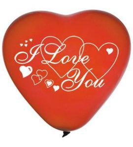 Балон с формата на сърце и надпис " I love you "