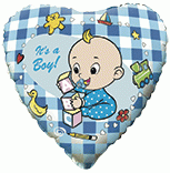 Фолиев балон син с надпис it`s a boy и форма на сърце