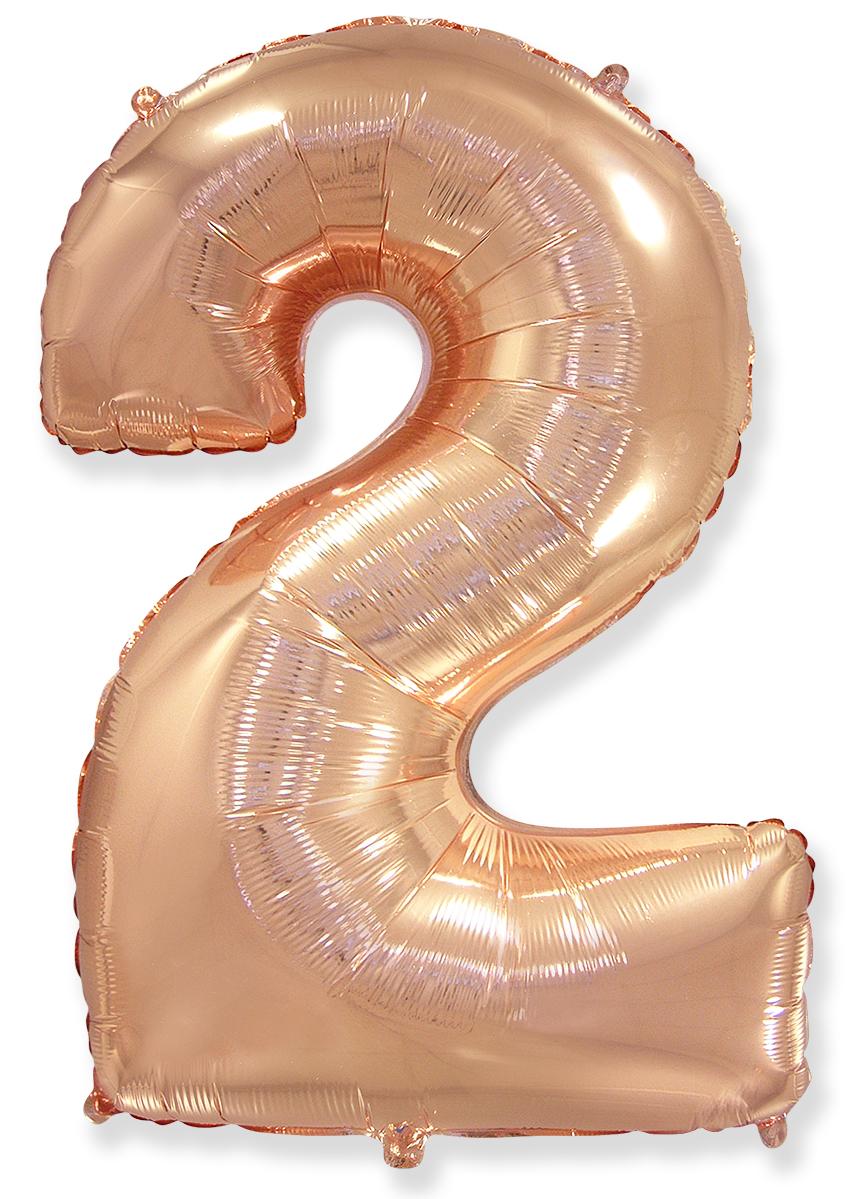 Фолиева цифра розово злато(rose gold) ''2'' с височина 103 см