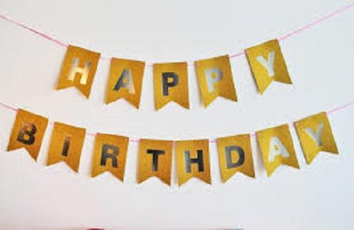 Парти надпис Happy birthday в златно