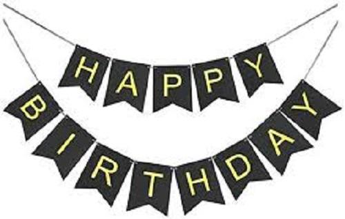 Парти надпис Happy birthday в черно
