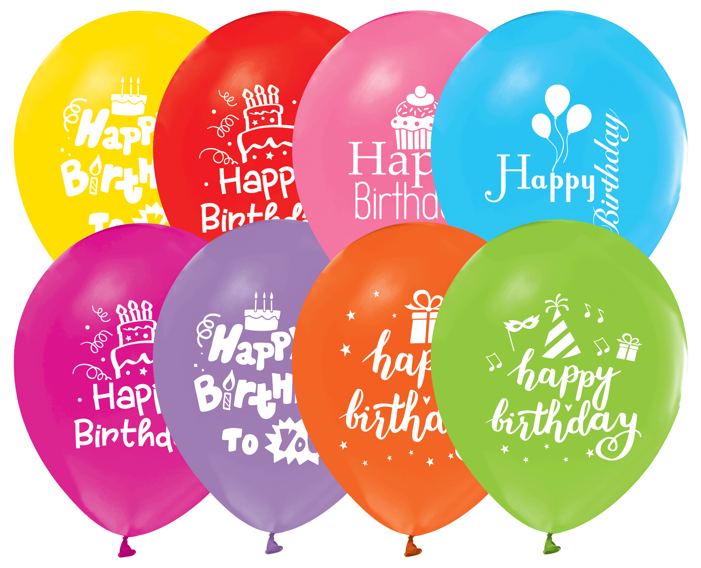 БАЛОН ЕВИ С БЯЛА ЩАМПА HAPPY BIRTHDAY С ТОРТА 30см.