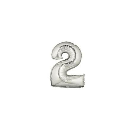 Фолиева цифра сребърна ''2'' с размер 76 см.