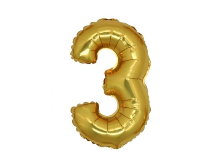 Фолиева цифра златна ''3'' с размер 76 см.